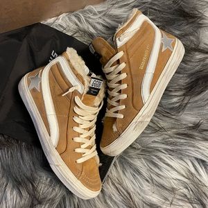 *SOLD* Cognac Shearling Slide ShopBop Private Edit 37